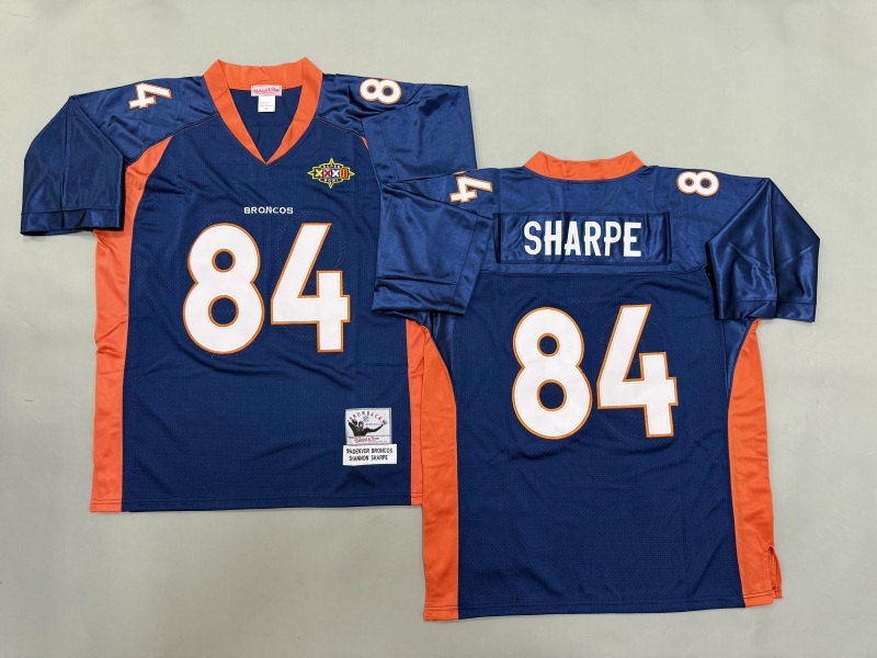 Men 2025 Denver Broncos 84 Sharpe blue Throwback Limited NFL Jersey style 001